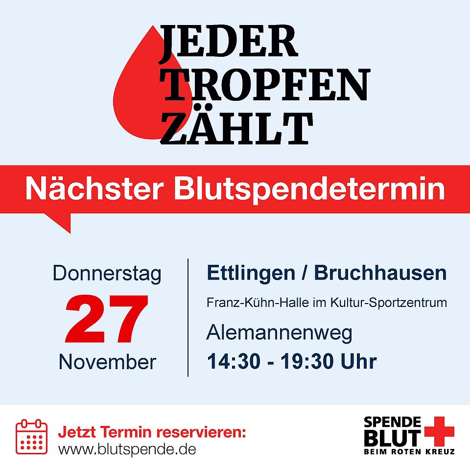 Blutspende am 27.11.2025 in der Frank-Kühn-Halle Blutspende am 27.11.2025 in der Frank-Kühn-Halle